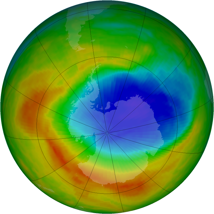 Antarctic ozone map for 05 November 1991